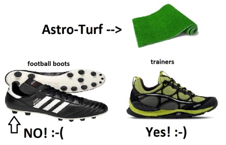 astro turf - no football boots